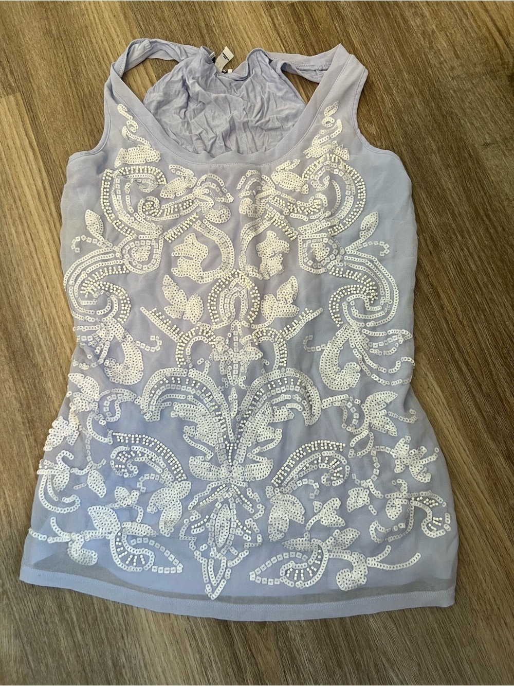 Express Periwinkle Baby Blue / Lavender Sequin Embellished Tank Top S Y2K